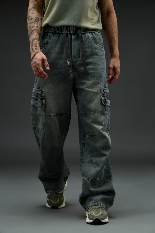 Grunge Wash Cargo Denim