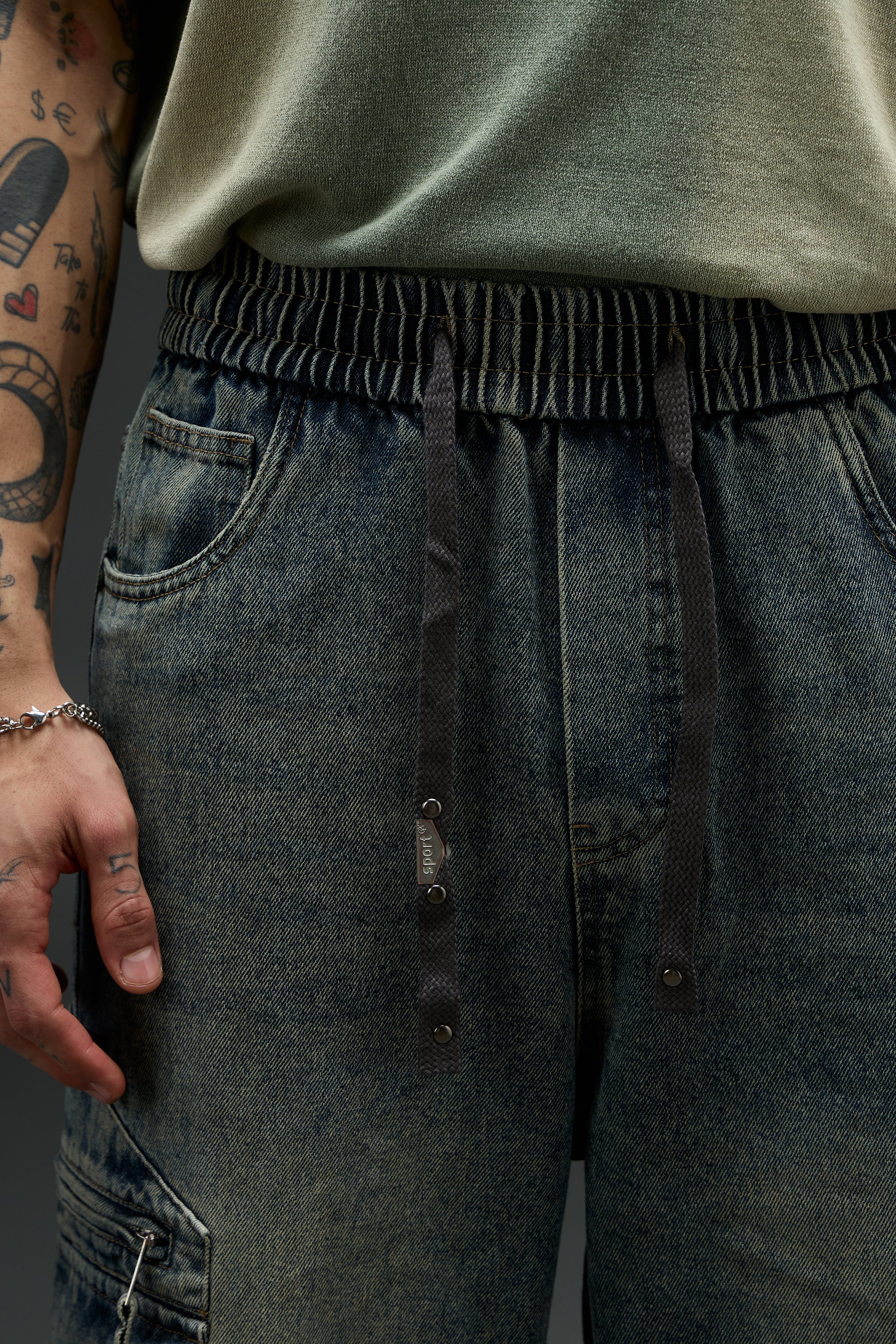 Grunge Wash Cargo Denim