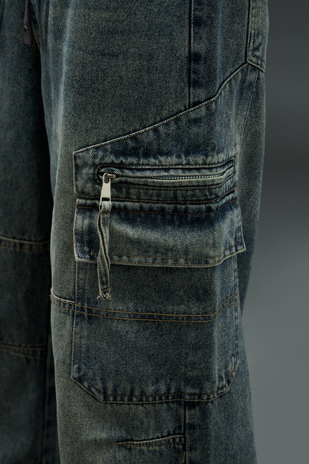 Grunge Wash Cargo Denim