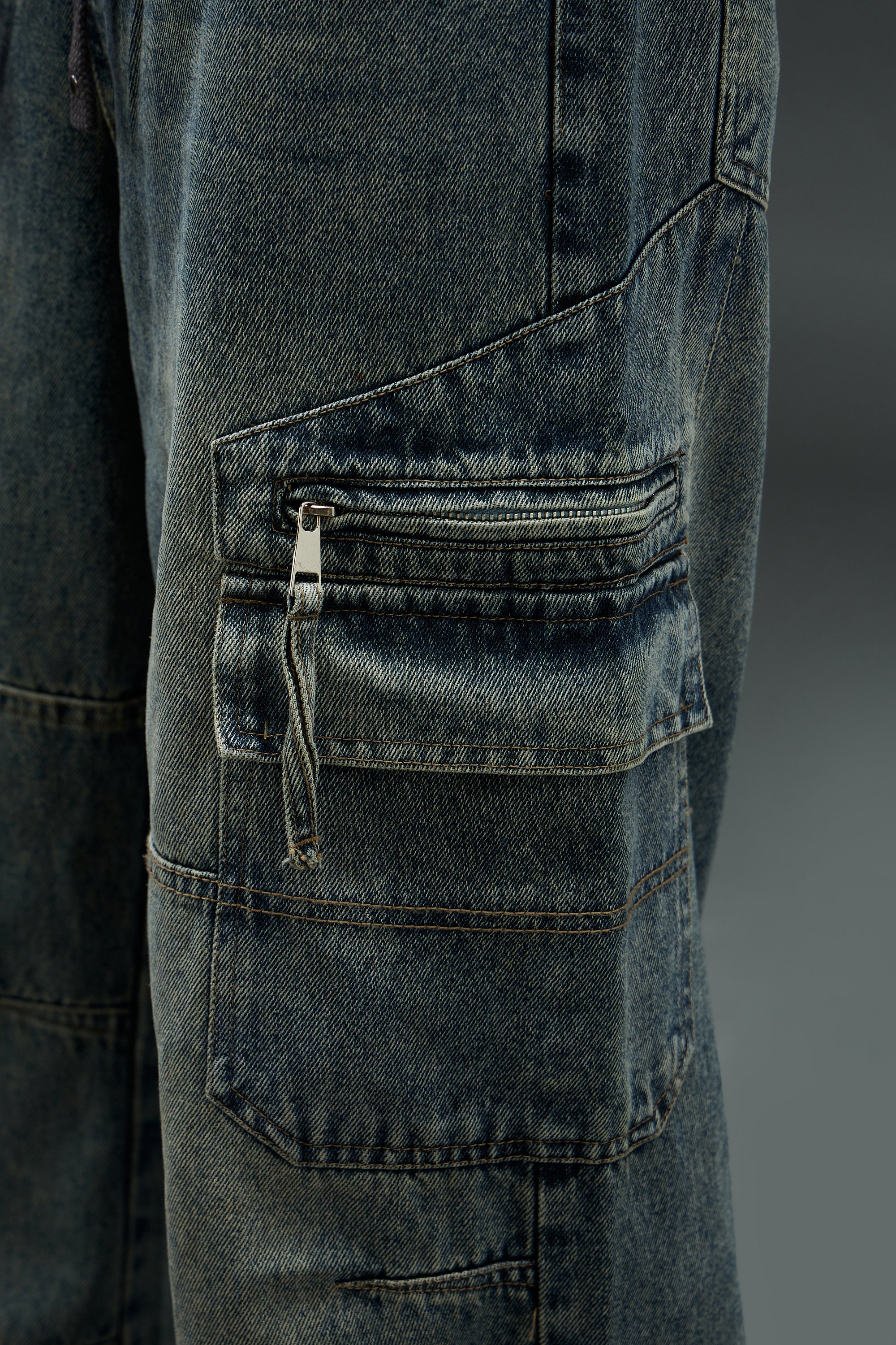 Grunge Wash Cargo Denim