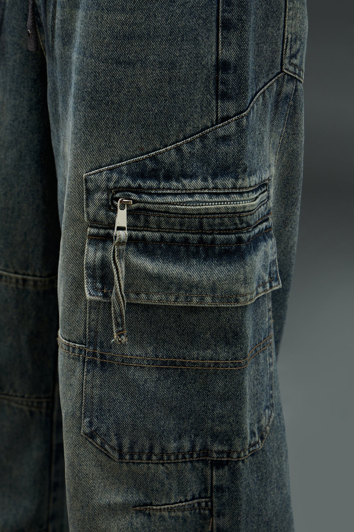 Grunge Wash Cargo Denim