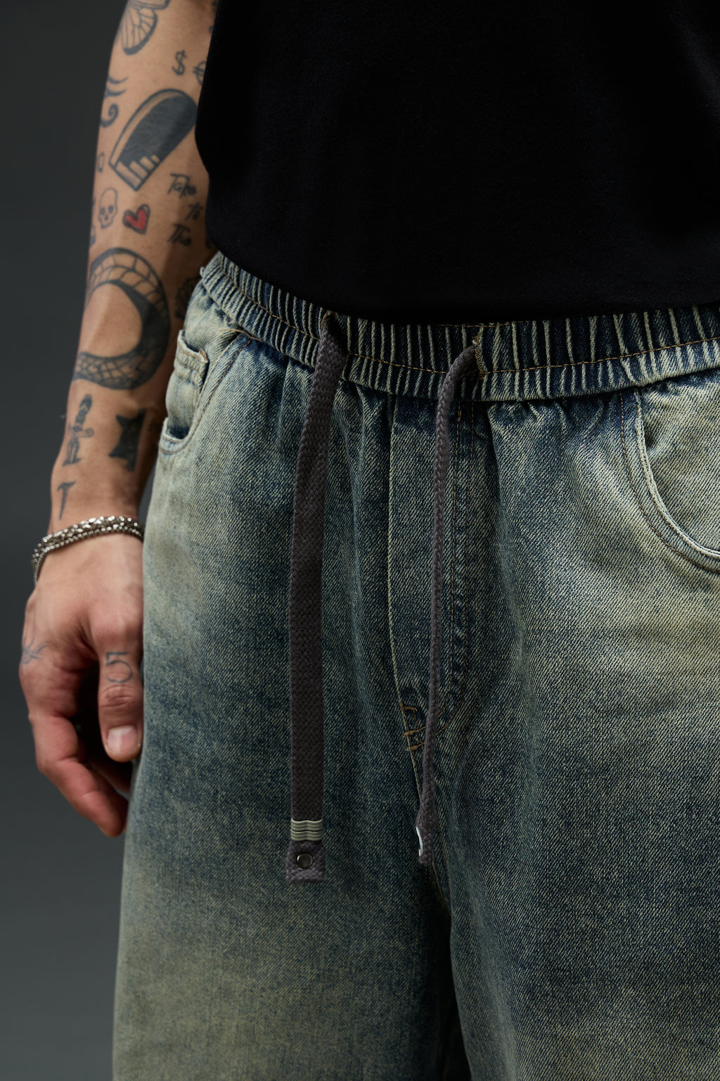 Stone Fade Wide-Leg Denim