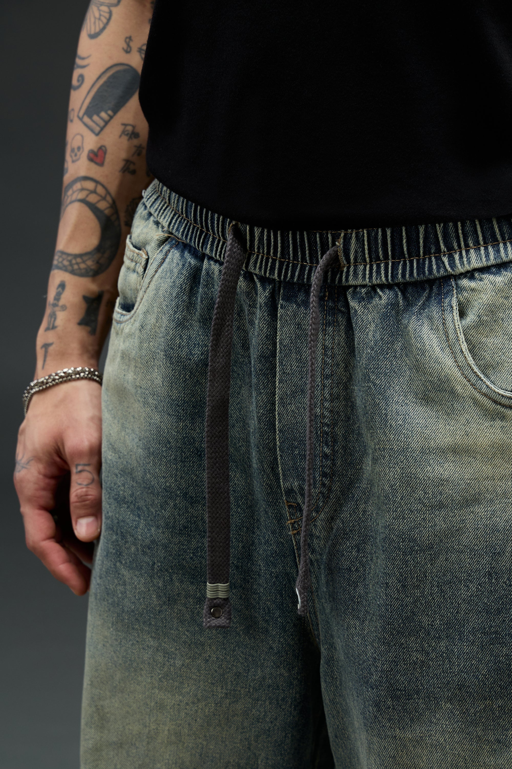 Stone Fade Wide-Leg Denim