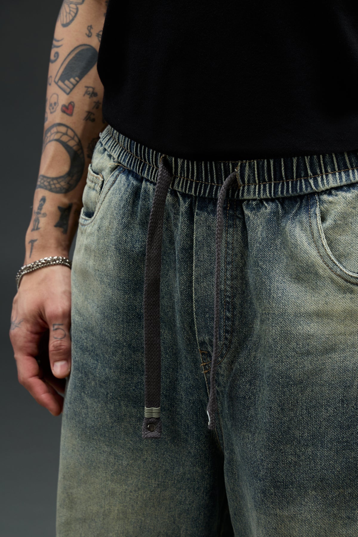Stone Fade Wide-Leg Denim