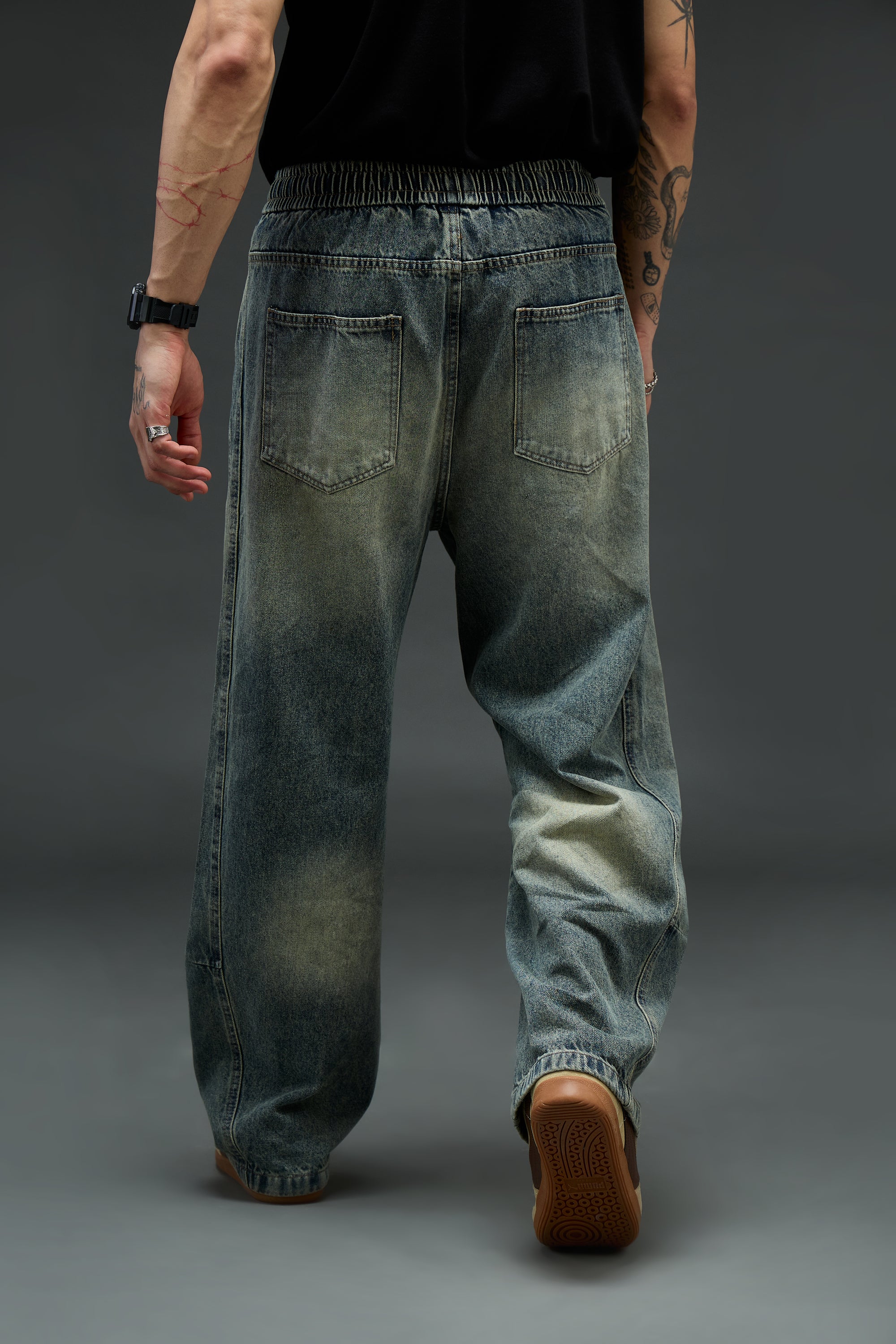 Stone Fade Wide-Leg Denim