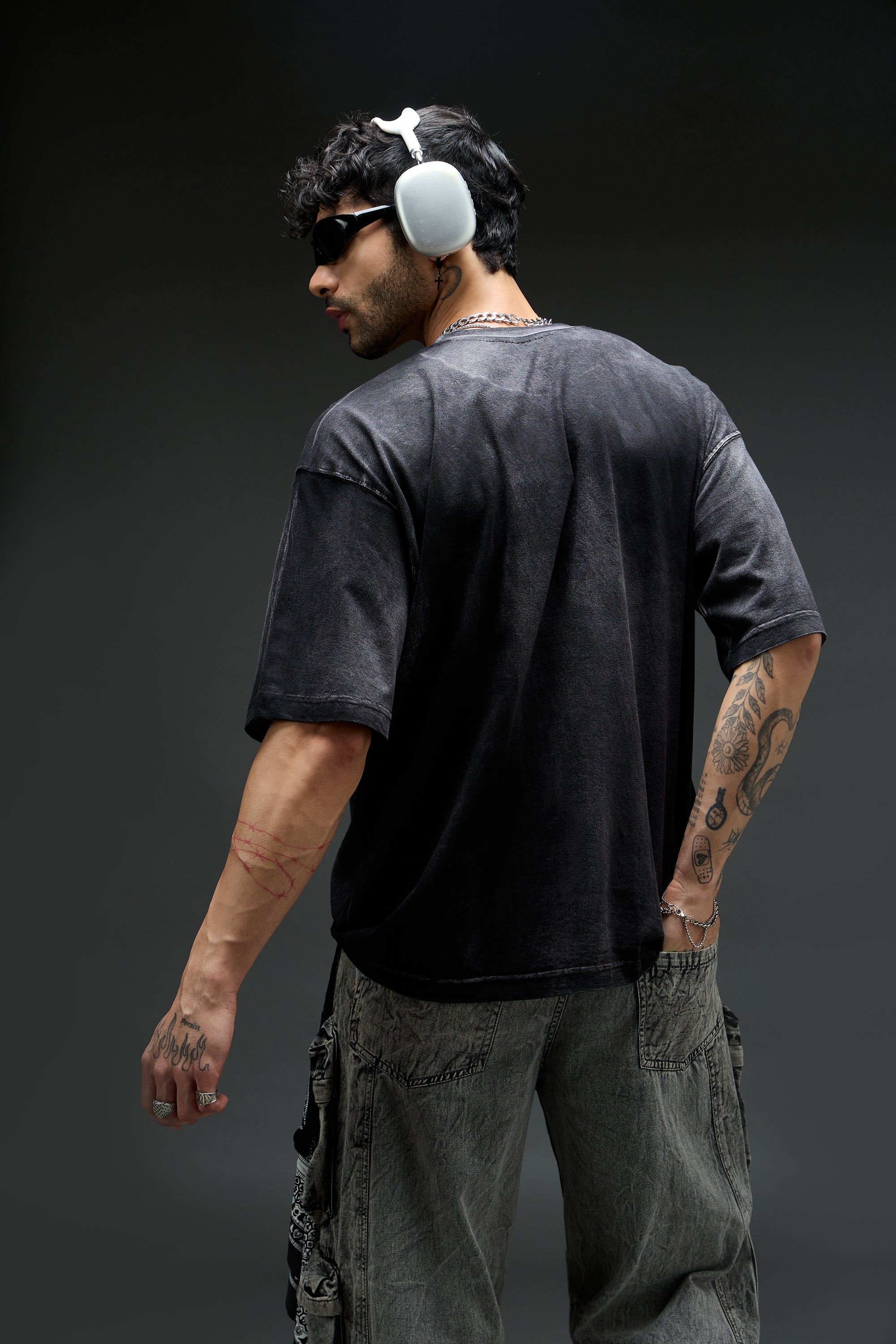 Black Charcoal Wash Oversized T-shirt