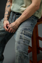 Grunge Wash Cargo Denim