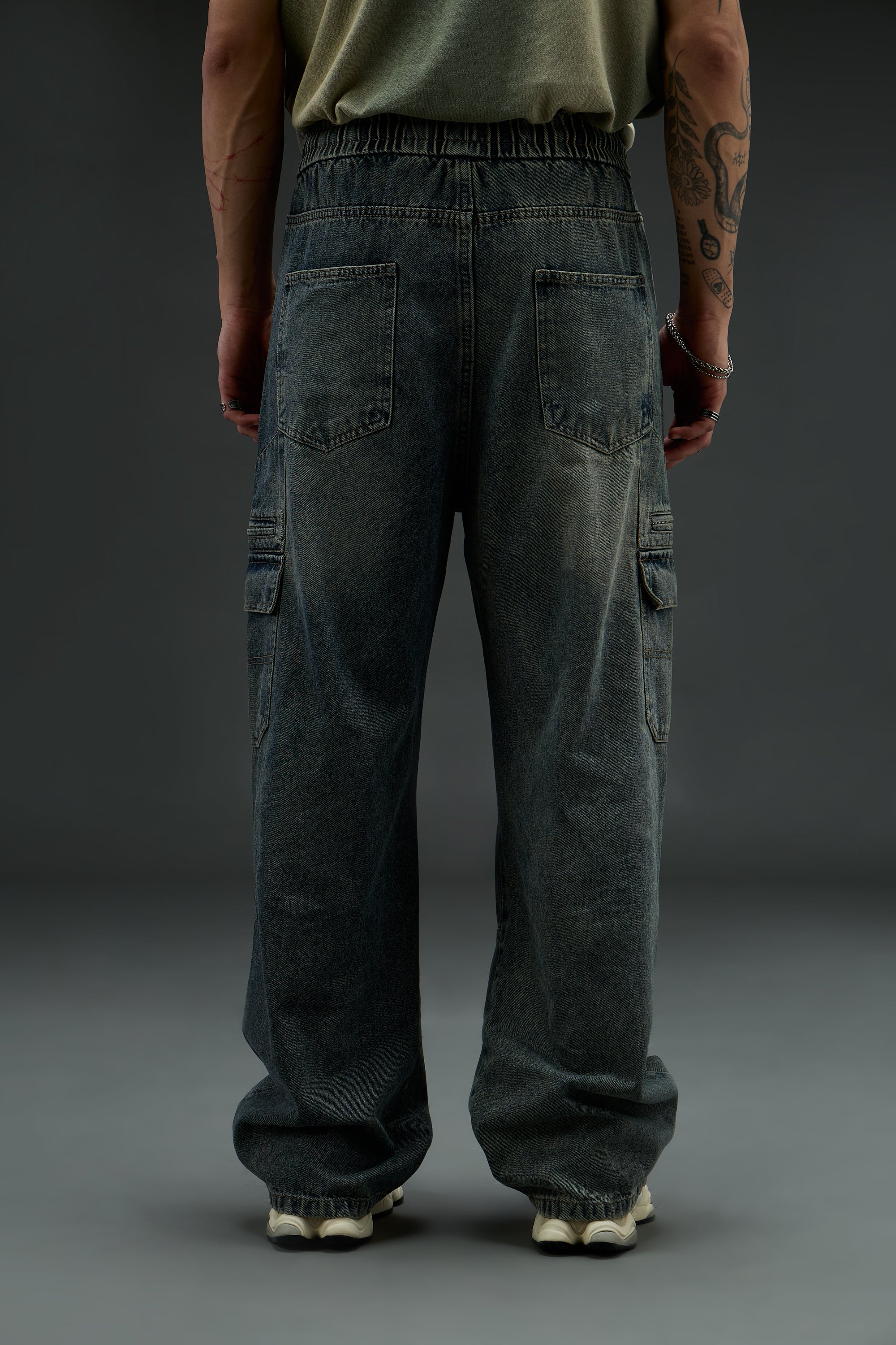 Grunge Wash Cargo Denim