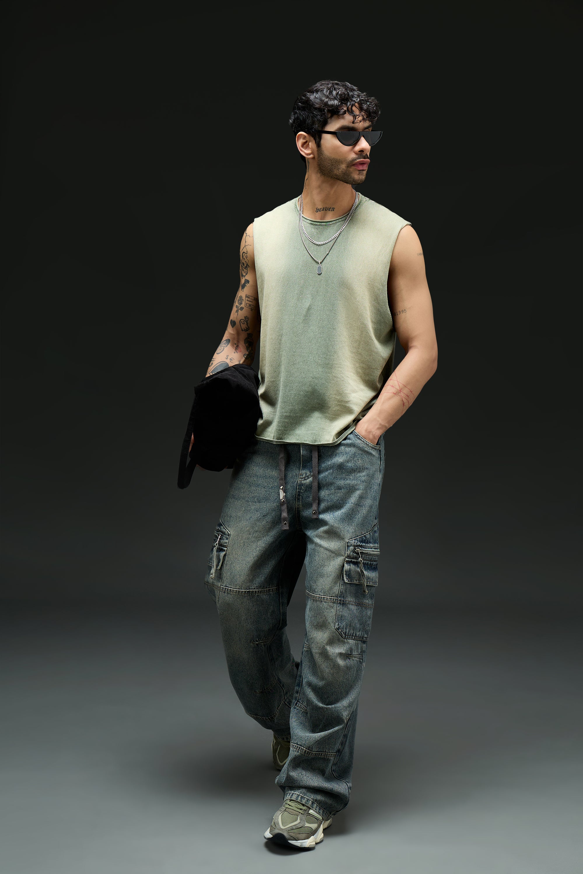 Grunge Wash Cargo Denim